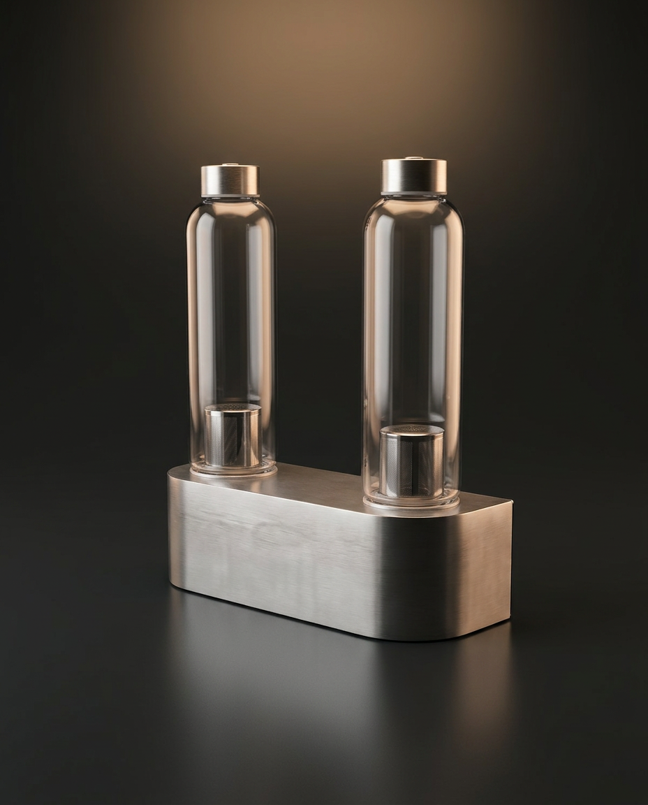 Aura aroma pump with two glass scent bottles