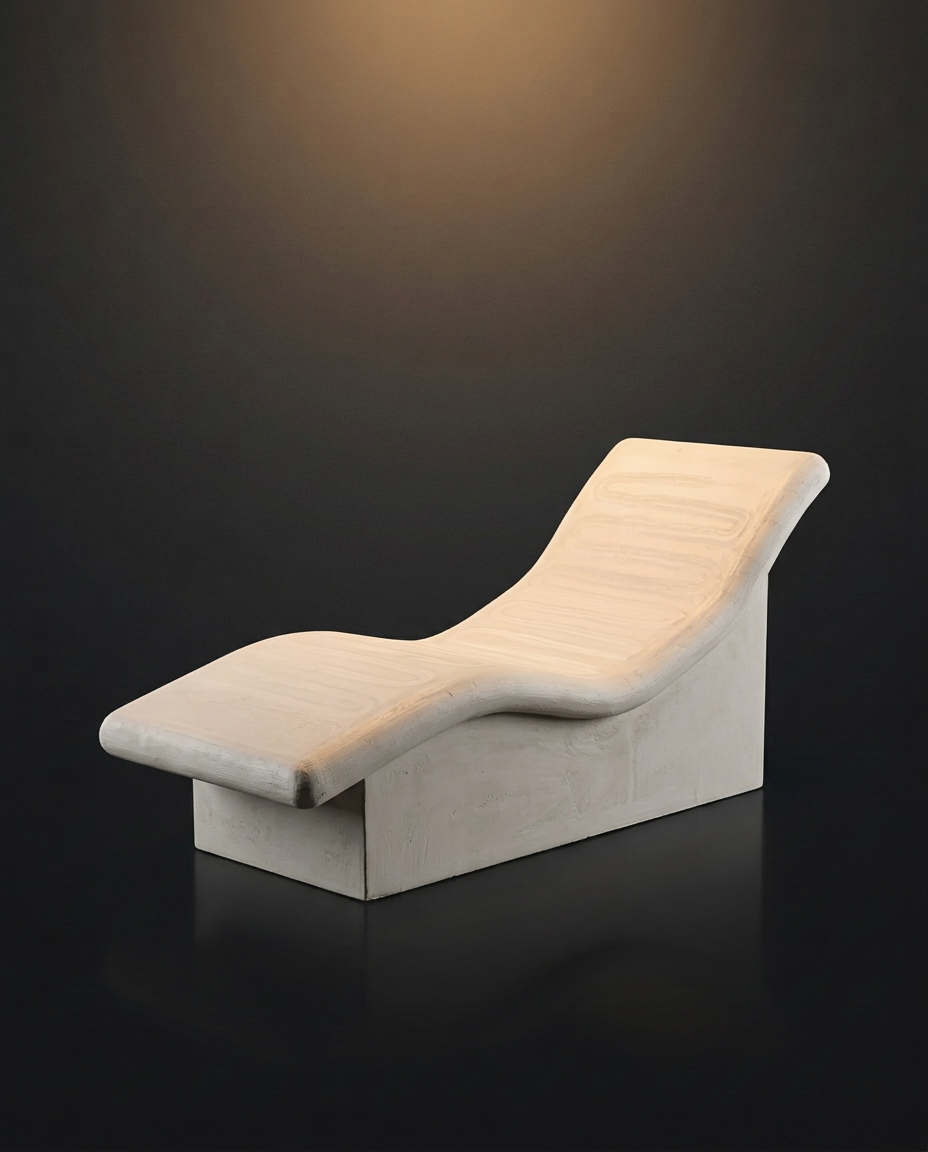 Aura unfinished moulded spa lounger in the charcoal studio